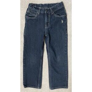 US Polo Assn Boys Jeans Youth Size 6 Straight Fit Dark Wash Denim Embroidered